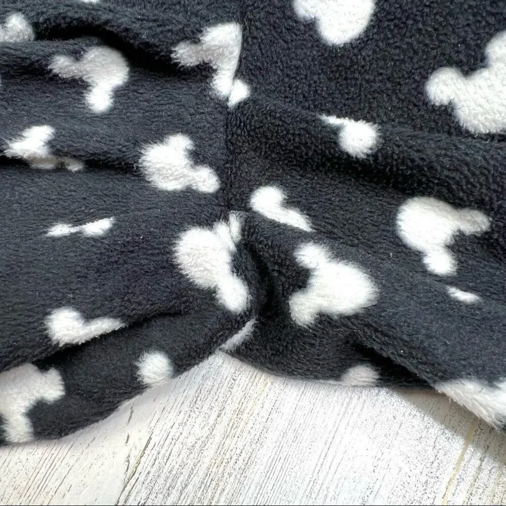 Disney Women's Mickey Mouse Wide Leg Fleece Pajama Pants L Black White Stretch - Picture 5 of 8